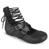 Noir DAISY-11 chaussures ballerines femmes gothique talons plates