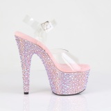 Rose 18 cm BEJEWELED-708MS chaussure talon haut pole dance strass plateforme