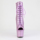 Rose glitter 18 cm peep toe pleaser bottines talons hauts femme