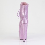 Rose glitter 18 cm peep toe pleaser bottines talons hauts femme