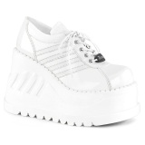 STOMP-08 chaussures  lacets femme talons compenses et plateforme 12 cm blanc