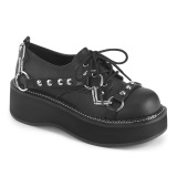 Similicuir 5 cm EMILY-32 chaussures punk noir avec lacets