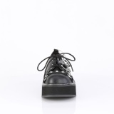 Similicuir 5 cm EMILY-32 chaussures punk noir avec lacets