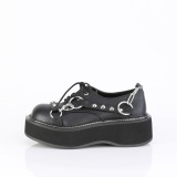 Similicuir 5 cm EMILY-32 chaussures punk noir avec lacets