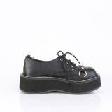 Similicuir 5 cm EMILY-32 chaussures punk noir avec lacets