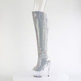 Strass ADORE 18 cm open toe bottes cuissardes talons hauts  lacets