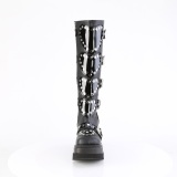 Vegan 11,5 cm SHAKER-210 plateforme bottes hautes femme  boucles