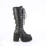 Vegan 12 cm ASSAULT-218 bottes  semelles cloutes et plateforme femmes en noir