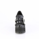 Vegan 12 cm ASSAULT-38 mocassins  semelles cloutes et plateforme pour femmes en noir