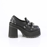 Vegan 12 cm ASSAULT-38 mocassins  semelles cloutes et plateforme pour femmes en noir