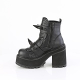 Vegan 12 cm ASSAULT-72 botas de tornozelo  semelles cloutes et plateforme pour femmes en noir