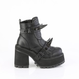 Vegan 12 cm ASSAULT-72 botas de tornozelo  semelles cloutes et plateforme pour femmes en noir