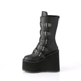 Vegan 14 cm SWING-230 plateforme bottes femme hauteur mollet  boucles noir