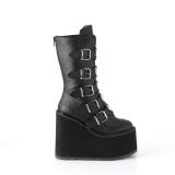 Vegan 14 cm SWING-230 plateforme bottes femme hauteur mollet  boucles noir