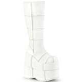 Vegan 18 cm cyberpunk bottes au genou homme plateforme extrme blanc