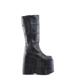 Vegan 18 cm cyberpunk bottes au genou homme plateforme extrme noir