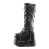 Vegan 18 cm cyberpunk bottes au genou homme plateforme extrme noir