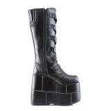 Vegan 18 cm cyberpunk bottes au genou homme plateforme extrme noir