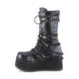 Vegan 8,5 cm TRASH plateforme bottes hommes hauteur mollet  boucles noir