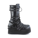 Vegan 8,5 cm TRASH plateforme bottes hommes hauteur mollet  boucles noir