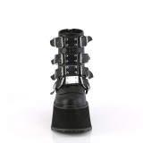 Vegan 9 cm DAMNED-105 plateforme bottines femmes avec boucles noir