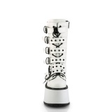 Vegan 9 cm DAMNED-225 plateforme bottes femme hauteur mollet  boucles blanc