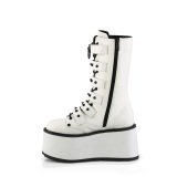 Vegan 9 cm DAMNED-225 plateforme bottes femme hauteur mollet  boucles blanc