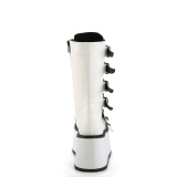 Vegan 9 cm DAMNED-225 plateforme bottes femme hauteur mollet  boucles blanc