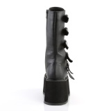 Vegan 9 cm DAMNED-225 plateforme bottes femme hauteur mollet  boucles noir