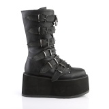 Vegan 9 cm DAMNED-225 plateforme bottes femme hauteur mollet  boucles noir