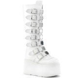 Vegan 9 cm DAMNED-318 plateforme bottes hautes femme  boucles blanc