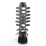 Vegan 9 cm DAMNED-318 plateforme bottes hautes femme  boucles noir