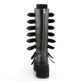 Vegan 9 cm DAMNED-318 plateforme bottes hautes femme  boucles noir