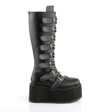 Vegan 9 cm DAMNED-318 plateforme bottes hautes femme  boucles noir