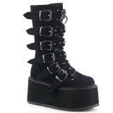 Velours 9 cm DAMNED-225 plateforme bottes femme hauteur mollet  boucles noir