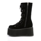 Velours 9 cm DAMNED-225 plateforme bottes femme hauteur mollet  boucles noir