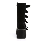 Velours 9 cm DAMNED-225 plateforme bottes femme hauteur mollet  boucles noir