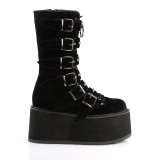 Velours 9 cm DAMNED-225 plateforme bottes femme hauteur mollet  boucles noir