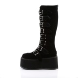 Velours 9 cm DAMNED-318 plateforme bottes hautes femme  boucles noir