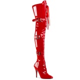 Verni 13 cm SEDUCE-3028 bottes cuissardes  lacets rouge