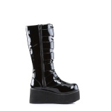 Verni 8,5 cm TTRASH518 cyberpunk plateforme bottes hautes homme noir