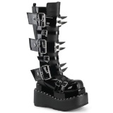 Vernis 11,5 cm BEAR-215 emo bottes femmes  pyramidal plateforme en noir