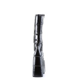 Vernis 18 cm cyberpunk bottes au genou homme plateforme extrme noir