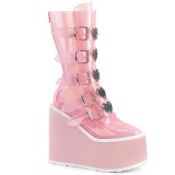 Vinyle 14 cm SWING-C plateforme bottes femme hauteur mollet  boucles rose